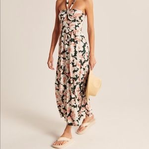 Abercrombie & Fitch womens small petite knotted halter maxi dress. Floral